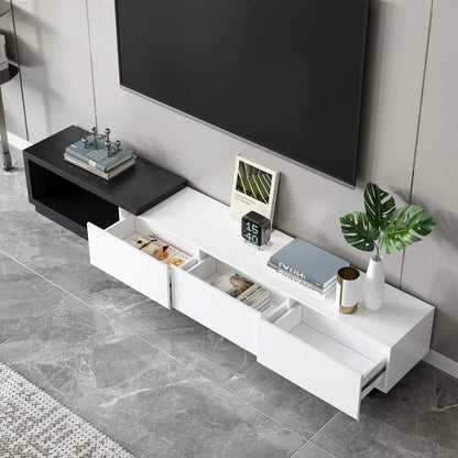 Quoint Modern TV Stand Retracted & Extendable 3-Drawer Media Console for TV Up to 80" - Homary