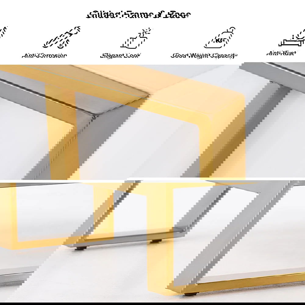 Rimh Modern White & Gold Wooden Chest of 4 Drawers with Stainless Steel Legs - Homary