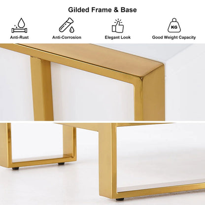 Rimh Modern White & Gold Wooden Chest of 4 Drawers with Stainless Steel Legs - Homary