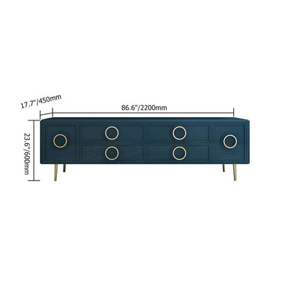 Rindix Navy Blue TV Stand with Storage Drawers for Gold Accents Mid-Century - 