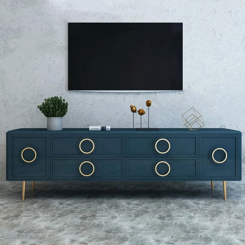 Rindix Navy Blue TV Stand with Storage Drawers for Gold Accents Mid-Century - Approved By Design
