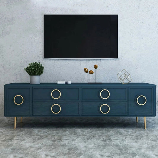 Rindix Navy Blue TV Stand with Storage Drawers for Gold Accents Mid-Century - Approved By Design