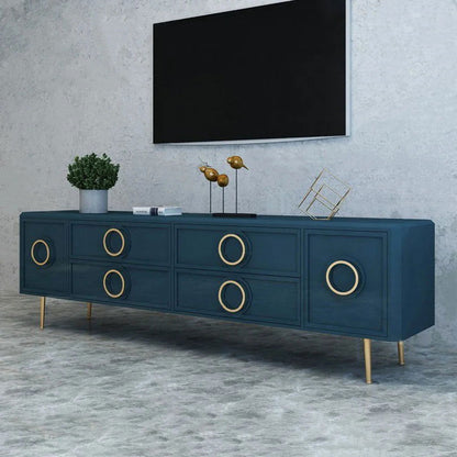 Rindix Navy Blue TV Stand with Storage Drawers for Gold Accents Mid-Century - Homary