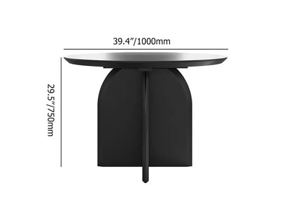 Round Dining Table Solid Wood Tabletop Pedestal Base for 4 Modern Black - 