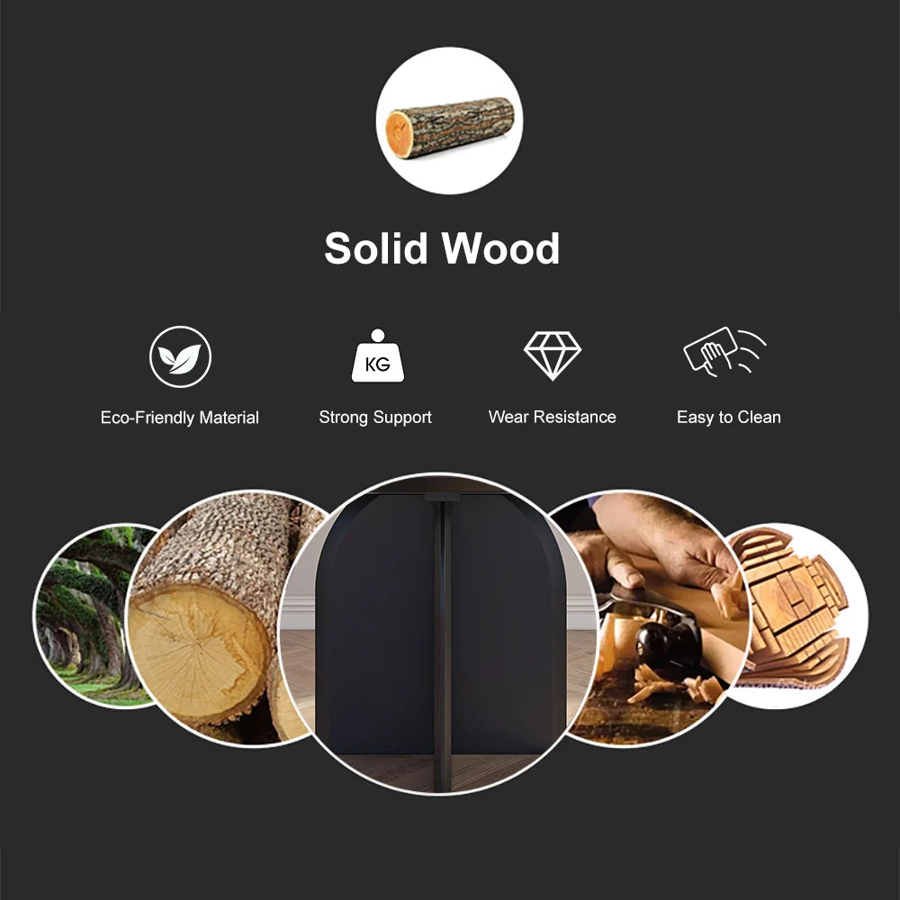 Round Dining Table Solid Wood Tabletop Pedestal Base for 4 Modern Black - 