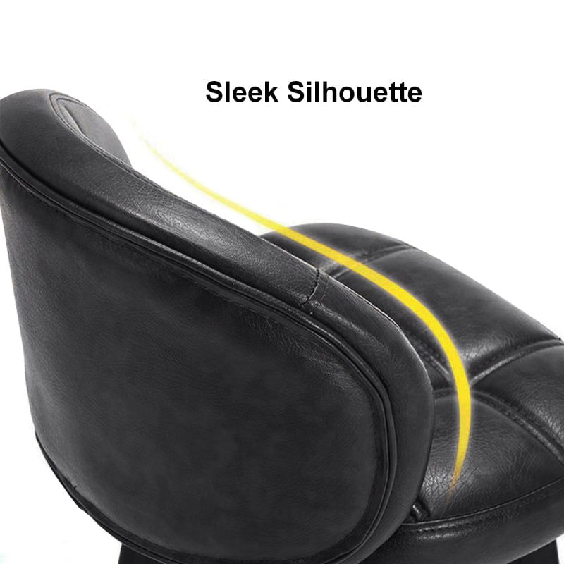 Rustic Black PU Leather Bar Height Tufted Bar Stools with Curved Back Set of 2 - 