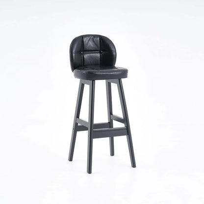 Rustic Black PU Leather Bar Height Tufted Bar Stools with Curved Back Set of 2 - 