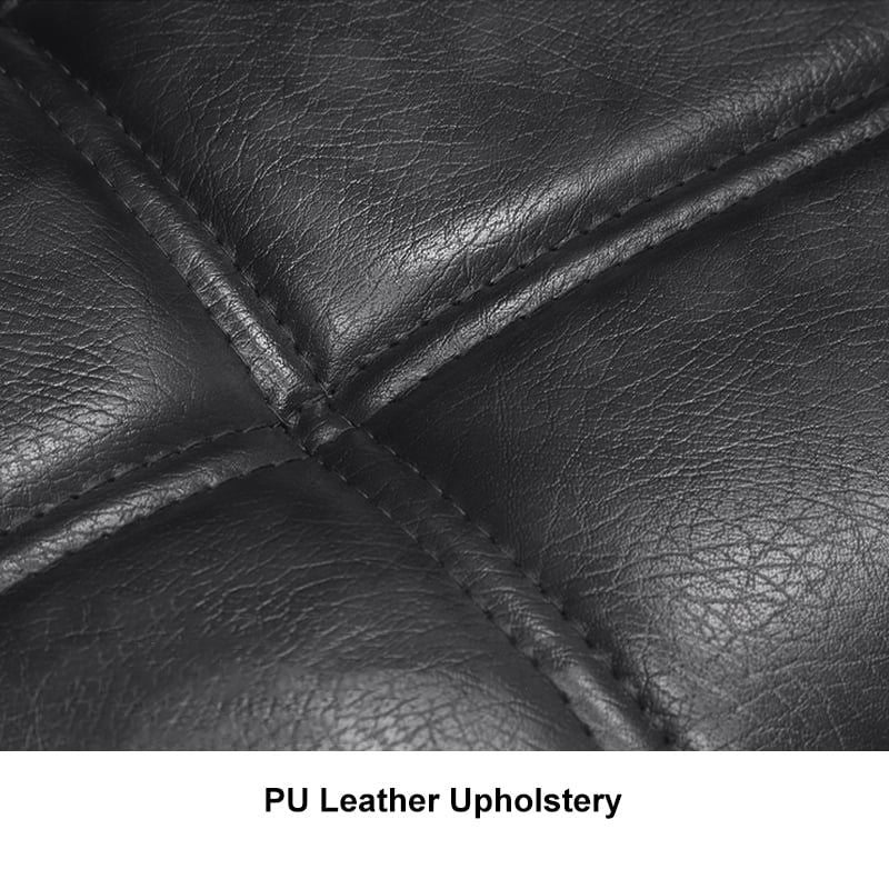 Rustic Black PU Leather Bar Height Tufted Bar Stools with Curved Back Set of 2 - 