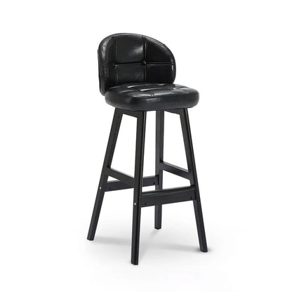 Rustic Black PU Leather Bar Height Tufted Bar Stools with Curved Back Set of 2 - 