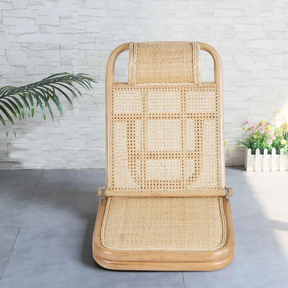 Scandinavian Rattan & Wood Outdoor Long Reclining Chaise Patio Lounge Chair in Natural - 
