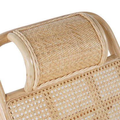 Scandinavian Rattan & Wood Outdoor Long Reclining Chaise Patio Lounge Chair in Natural - 