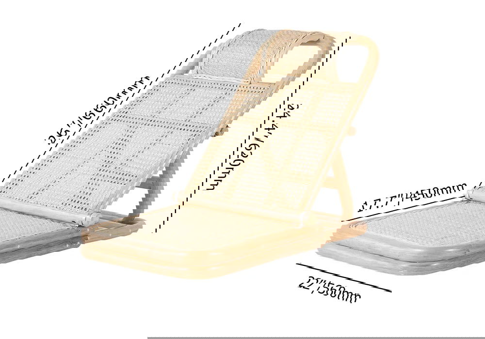 Scandinavian Rattan & Wood Outdoor Long Reclining Chaise Patio Lounge Chair in Natural - 
