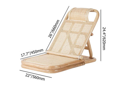 Scandinavian Rattan & Wood Outdoor Long Reclining Chaise Patio Lounge Chair in Natural - 