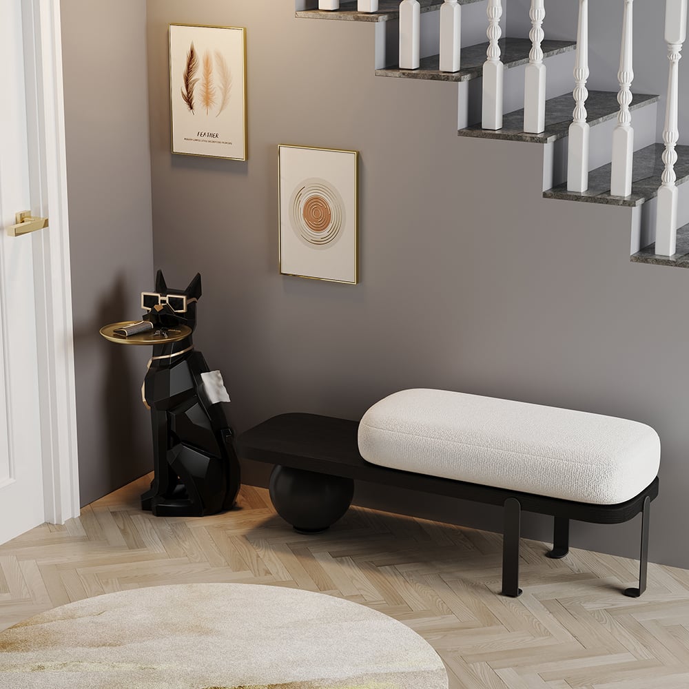 Sculpture Tray End Table Modern Black Side Table with Tissue Storage - Homary