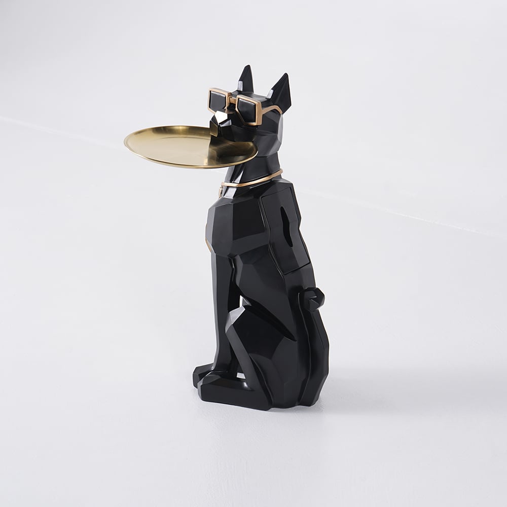 Sculpture Tray End Table Modern Black Side Table with Tissue Storage - Homary