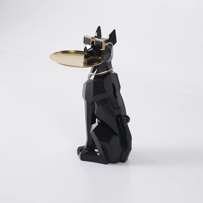 Sculpture Tray End Table Modern Black Side Table with Tissue Storage - Homary