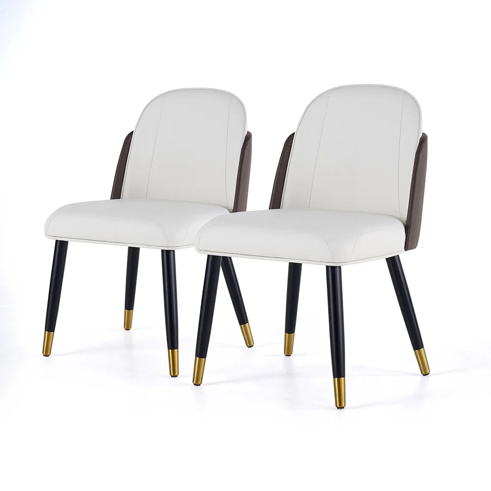 Set of 2 Modern PU Leather Dining Chairs with Upholstered Warm White - Approved By Design