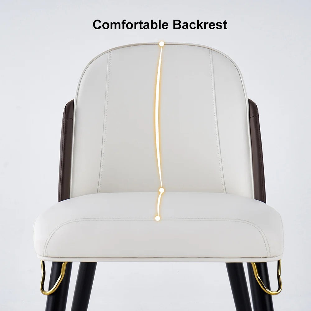 Set of 2 Modern PU Leather Dining Chairs with Upholstered Warm White - Approved By Design