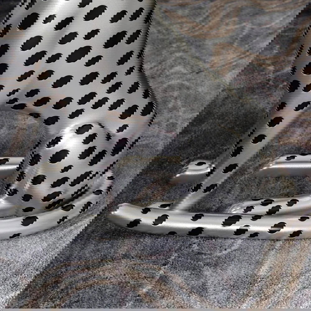 Silver Leopard Accent Side Table with Tray Top Resin Panther End Table Drink Table - 