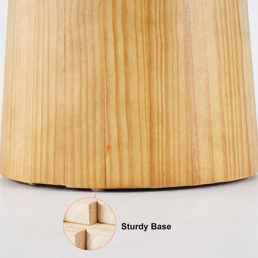 Small Cottage Round Wood Side Table Tray Top in Beige End Table - 