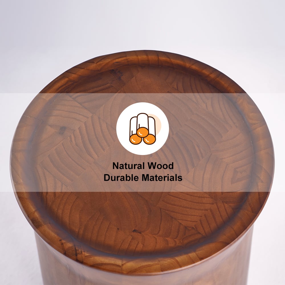 Small Cottage Round Wood Side Table Tray Top in Walnut - 