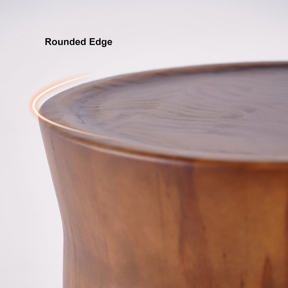 Small Cottage Round Wood Side Table Tray Top in Walnut - 