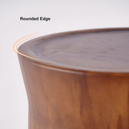 Small Cottage Round Wood Side Table Tray Top in Walnut - 