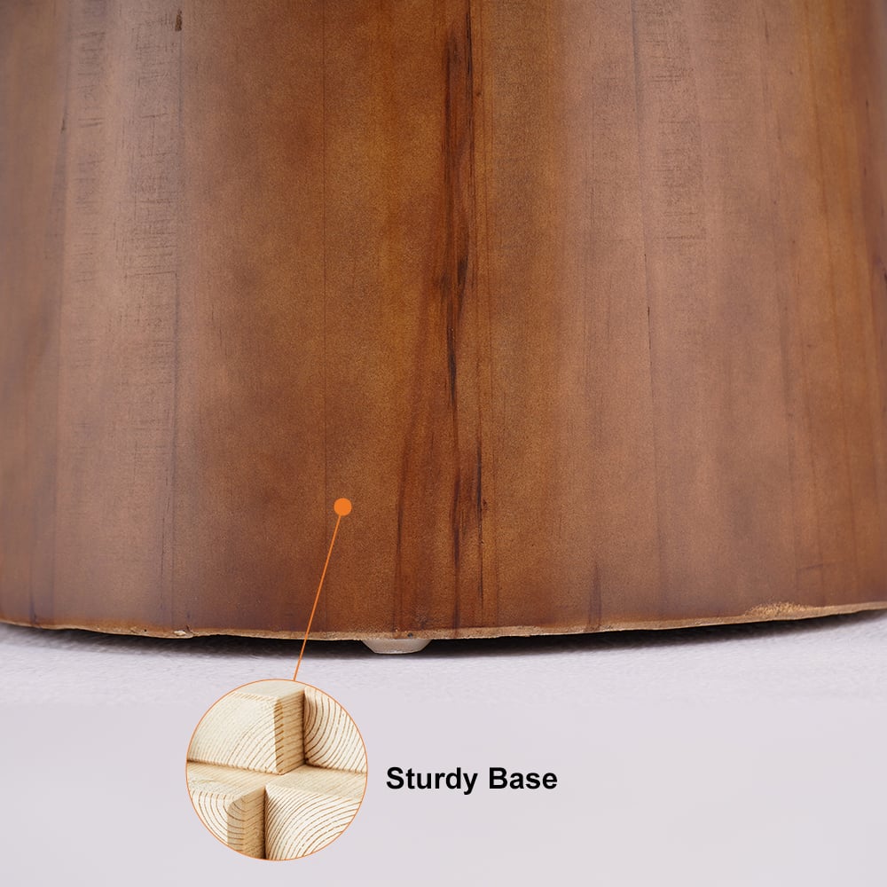 Small Cottage Round Wood Side Table Tray Top in Walnut - 