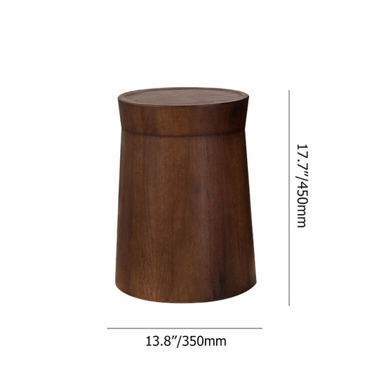 Small Cottage Round Wood Side Table Tray Top in Walnut - Homary