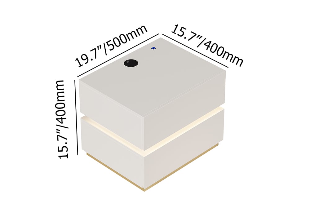 Smart LED Nightstand Wireless Charging Station Bedside Table with Light in White - 