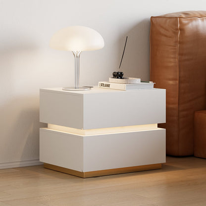 Smart LED Nightstand Wireless Charging Station Bedside Table with Light in White - 