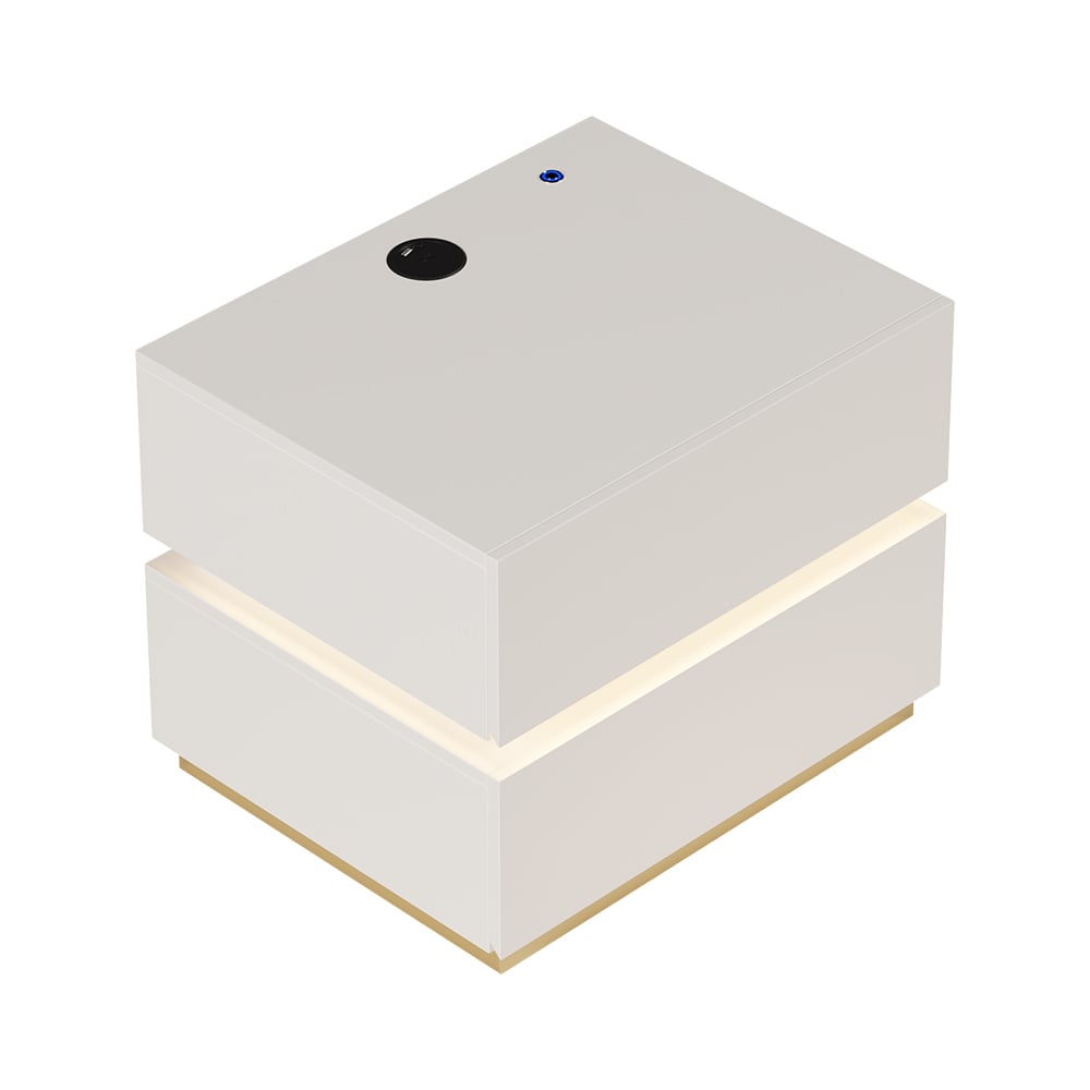 Smart LED Nightstand Wireless Charging Station Bedside Table with Light in White - 