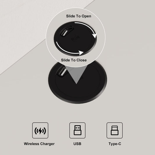 Smart LED Nightstand Wireless Charging Station Bedside Table with Light in White - Homary