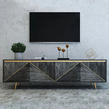 Spaint Grey and Gold Modern TV Stand with 4 Doors for TVs up to 1905mm - 