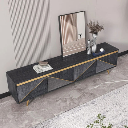 Spaint Grey and Gold Modern TV Stand with 4 Doors for TVs up to 1905mm - 