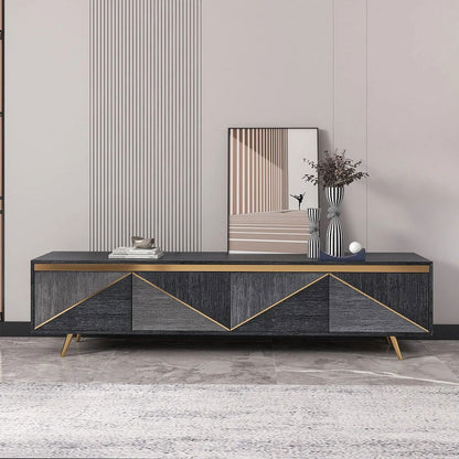 Spaint Grey and Gold Modern TV Stand with 4 Doors for TVs up to 1905mm - 