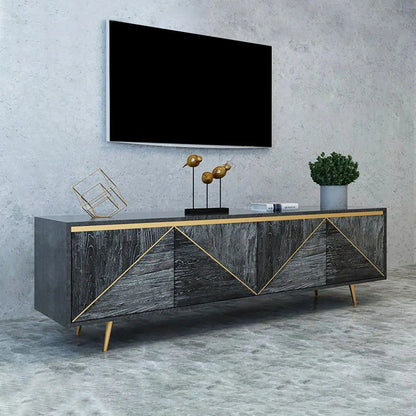 Spaint Grey and Gold Modern TV Stand with 4 Doors for TVs up to 1905mm - 