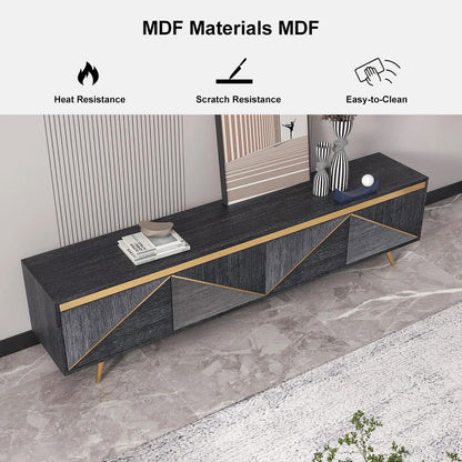 Spaint Grey and Gold Modern TV Stand with 4 Doors for TVs up to 1905mm - 