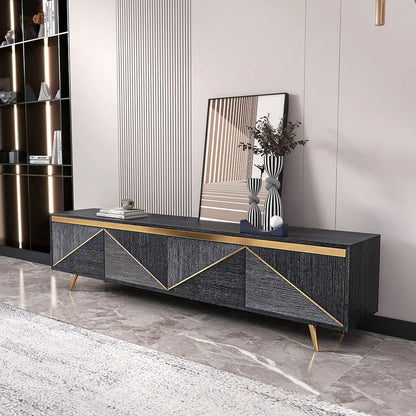 Spaint Grey and Gold Modern TV Stand with 4 Doors for TVs up to 1905mm - Homary