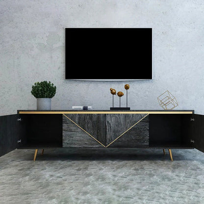 Spaint Grey and Gold Modern TV Stand with 4 Doors for TVs up to 1905mm - Homary