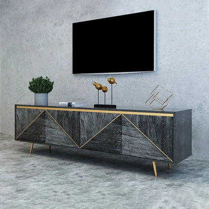 Spaint Grey and Gold Modern TV Stand with 4 Doors for TVs up to 1905mm - Homary