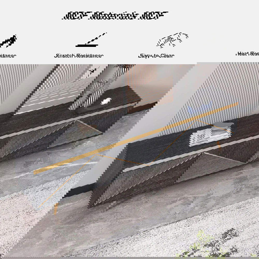 Spaint Grey and Gold Modern TV Stand with 4 Doors for TVs up to 1905mm - Homary