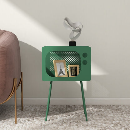 Stert Modern End Table in Television Shape Hollow Side Table in Fresh Green - 