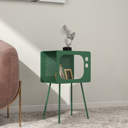 Stert Modern End Table in Television Shape Hollow Side Table in Fresh Green - 