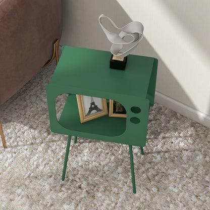 Stert Modern End Table in Television Shape Hollow Side Table in Fresh Green - 