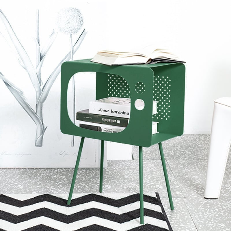 Stert Modern End Table in Television Shape Hollow Side Table in Fresh Green - Homary