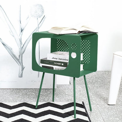 Stert Modern End Table in Television Shape Hollow Side Table in Fresh Green - Homary