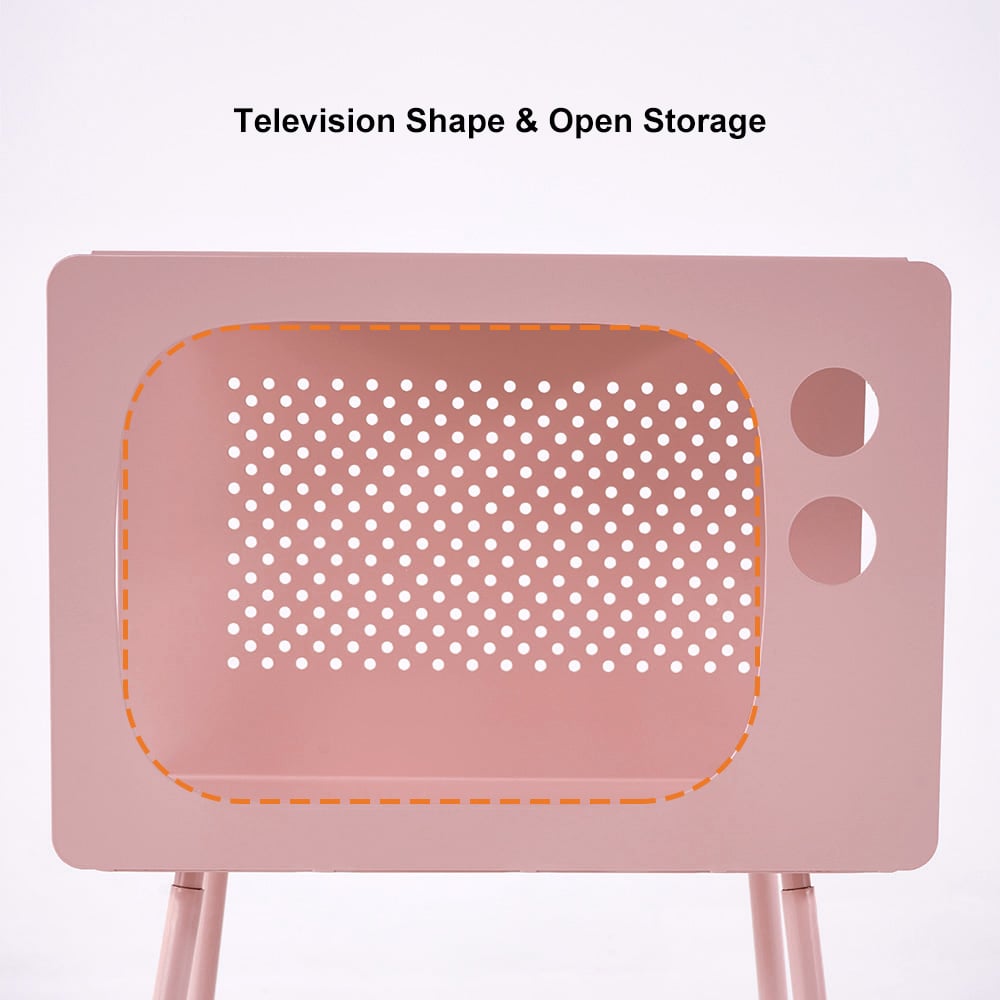 Stert Modern End Table in Television Shape Hollow Side Table in Fresh Pink - 