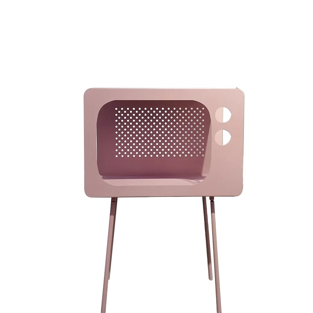Stert Modern End Table in Television Shape Hollow Side Table in Fresh Pink - 