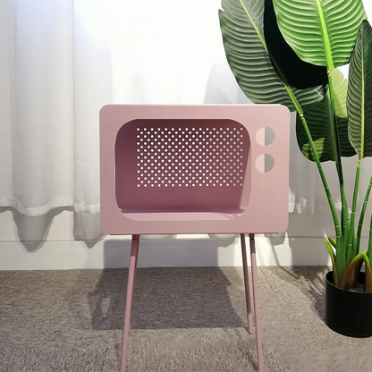 Stert Modern End Table in Television Shape Hollow Side Table in Fresh Pink - 